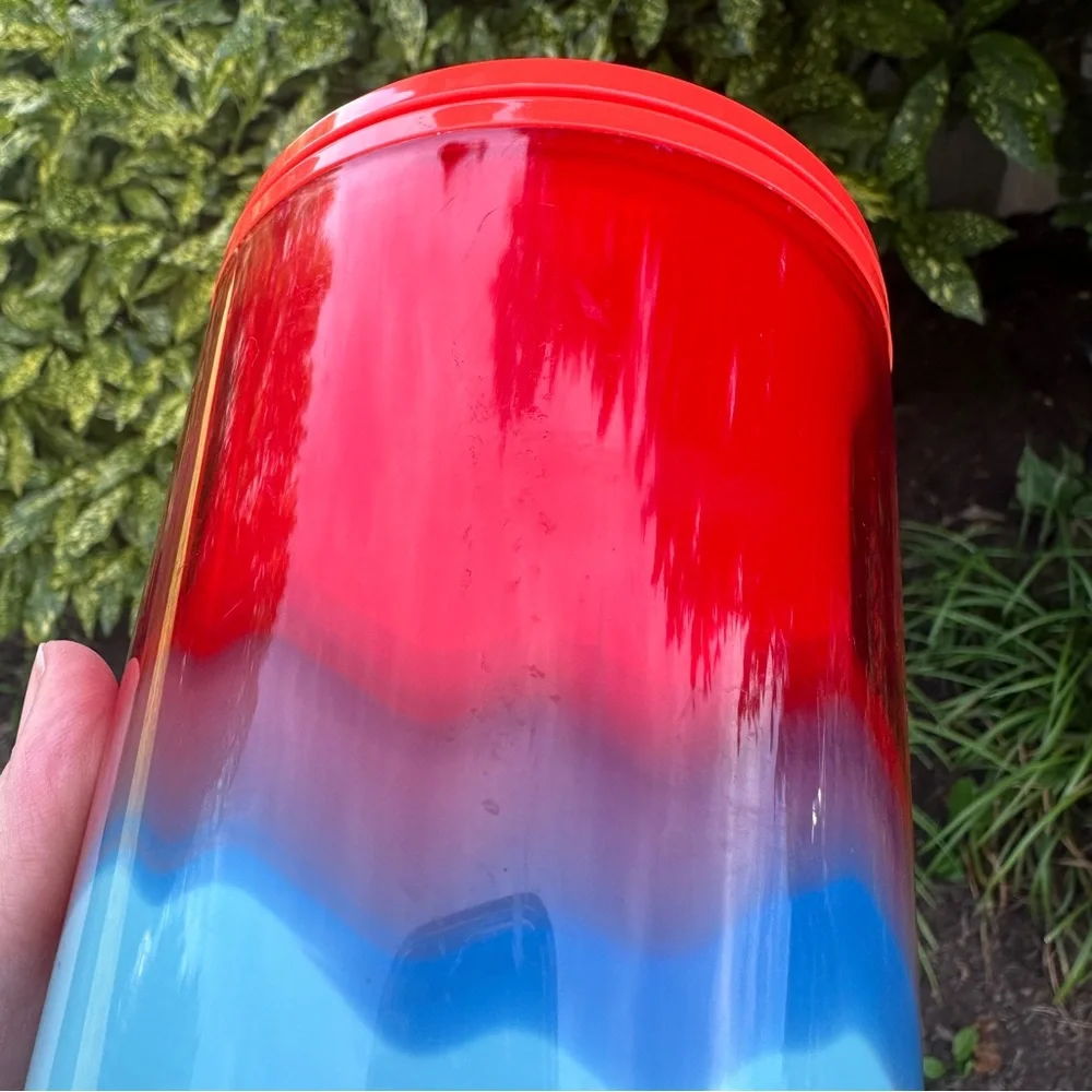 Starbucks Summer Red/Blue Wave 2021 Trio Venti Cold Cup Tumbler 24oz NO STRAW
